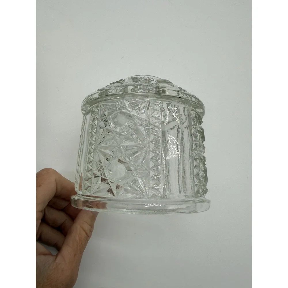 VTG Indiana Glass Stars And Bars Fairy Lamp Shade Only Clear